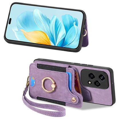 D4 For Honor 200 Lite Case Card Slots Kickstand RFID Blocking Leather Back Cover