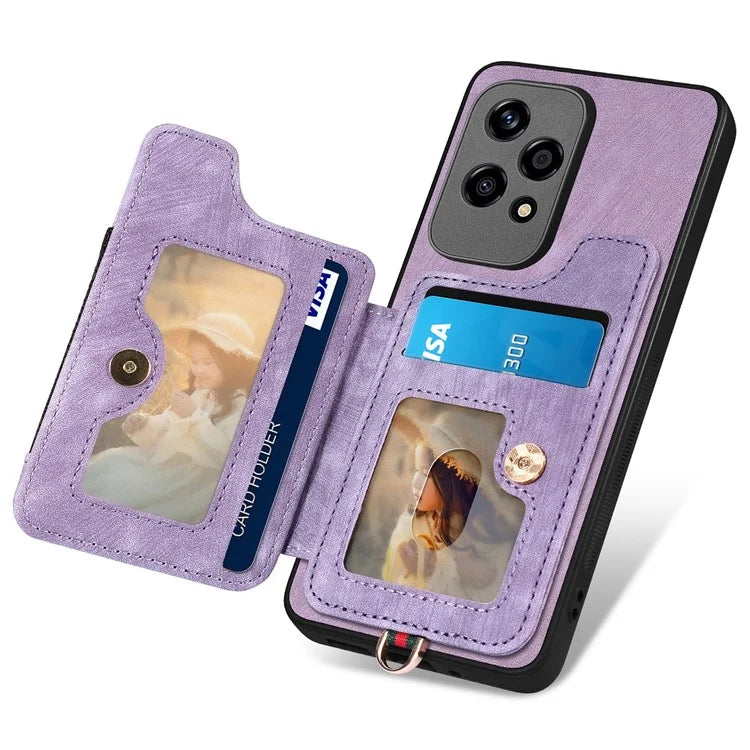 D4 For Honor 200 Lite Case Card Slots Kickstand RFID Blocking Leather Back Cover