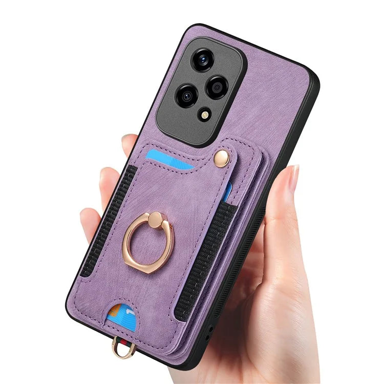 D4 For Honor 200 Lite Case Card Slots Kickstand RFID Blocking Leather Back Cover