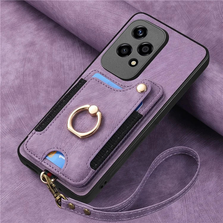 D4 For Honor 200 Lite Case Card Slots Kickstand RFID Blocking Leather Back Cover