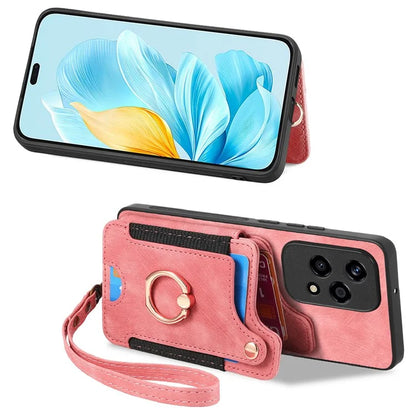 D4 For Honor 200 Lite Case Card Slots Kickstand RFID Blocking Leather Back Cover