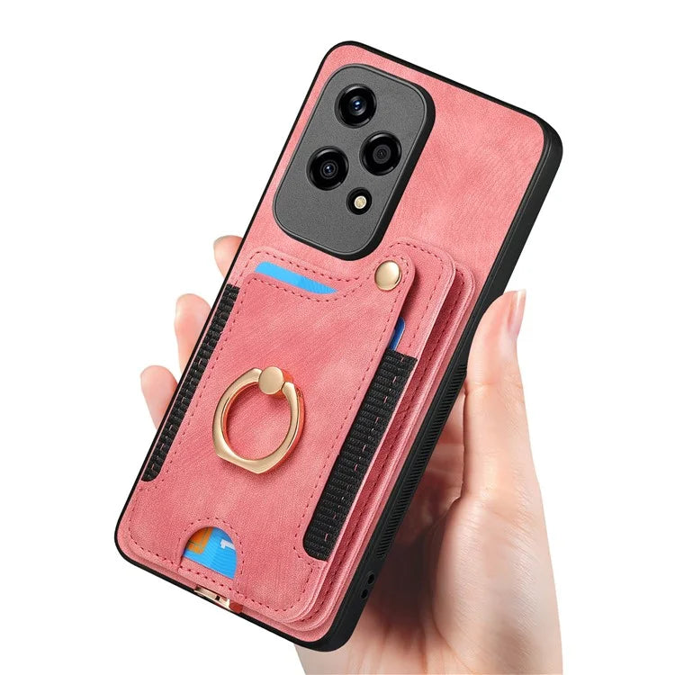 D4 For Honor 200 Lite Case Card Slots Kickstand RFID Blocking Leather Back Cover