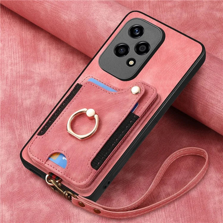 D4 For Honor 200 Lite Case Card Slots Kickstand RFID Blocking Leather Back Cover