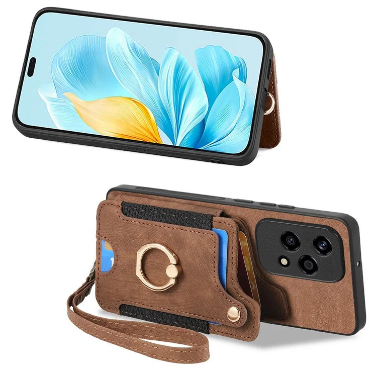 D4 For Honor 200 Lite Case Card Slots Kickstand RFID Blocking Leather Back Cover