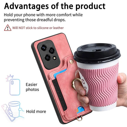 D4 For Honor 200 Lite Case Card Slots Kickstand RFID Blocking Leather Back Cover