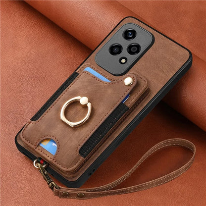 D4 For Honor 200 Lite Case Card Slots Kickstand RFID Blocking Leather Back Cover