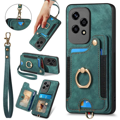 D4 For Honor 200 Lite Case Card Slots Kickstand RFID Blocking Leather Back Cover