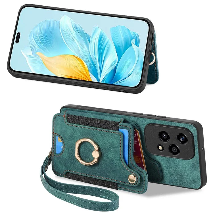 D4 For Honor 200 Lite Case Card Slots Kickstand RFID Blocking Leather Back Cover