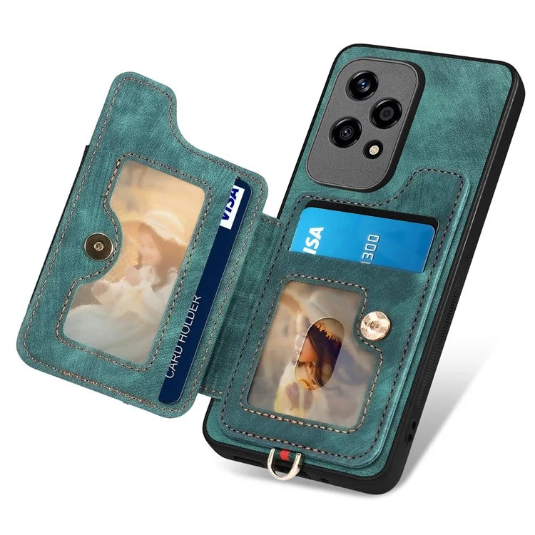 D4 For Honor 200 Lite Case Card Slots Kickstand RFID Blocking Leather Back Cover