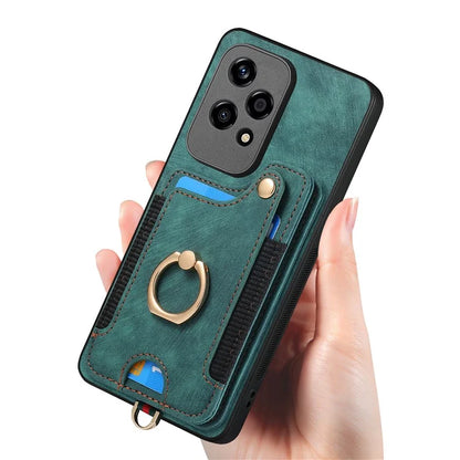 D4 For Honor 200 Lite Case Card Slots Kickstand RFID Blocking Leather Back Cover