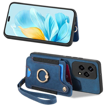 D4 For Honor 200 Lite Case Card Slots Kickstand RFID Blocking Leather Back Cover