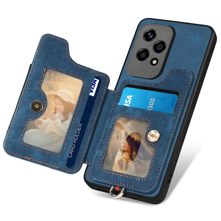 D4 For Honor 200 Lite Case Card Slots Kickstand RFID Blocking Leather Back Cover
