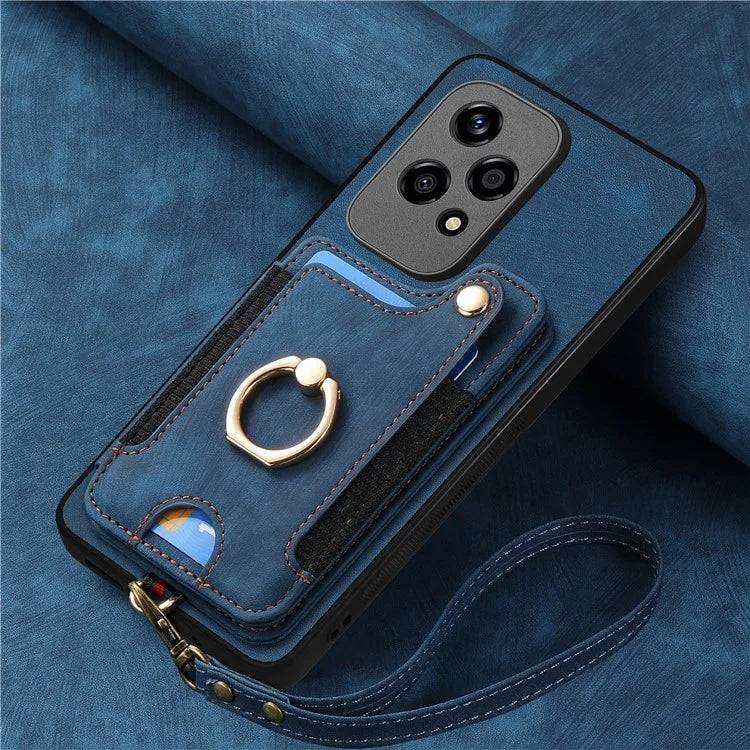 D4 For Honor 200 Lite Case Card Slots Kickstand RFID Blocking Leather Back Cover