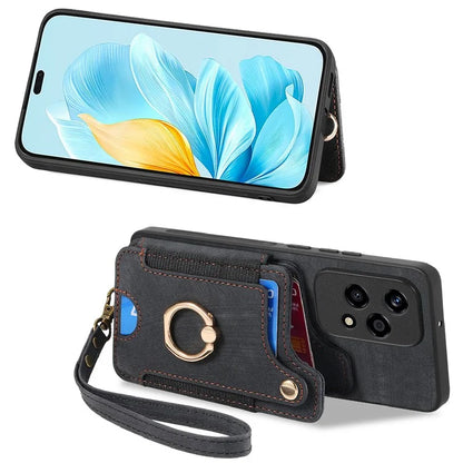 D4 For Honor 200 Lite Case Card Slots Kickstand RFID Blocking Leather Back Cover