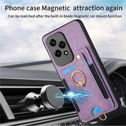 D4 For Honor 200 Lite Case Card Slots Kickstand RFID Blocking Leather Back Cover