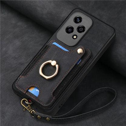 D4 For Honor 200 Lite Case Card Slots Kickstand RFID Blocking Leather Back Cover