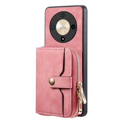 D3 For Honor Magic6 Lite 5G / X9b 5G Case Zipper Card Holder PU Leather Phone Back Cover with Long Strap
