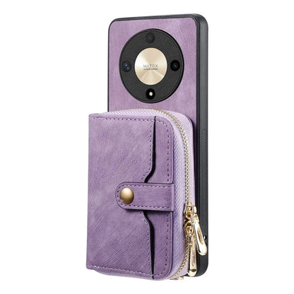 D3 For Honor Magic6 Lite 5G / X9b 5G Case Zipper Card Holder PU Leather Phone Back Cover with Long Strap