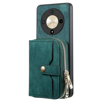 D3 For Honor Magic6 Lite 5G / X9b 5G Case Zipper Card Holder PU Leather Phone Back Cover with Long Strap