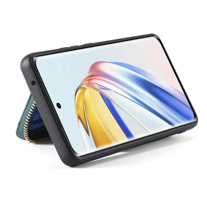 D3 For Honor Magic6 Lite 5G / X9b 5G Case Zipper Card Holder PU Leather Phone Back Cover with Long Strap
