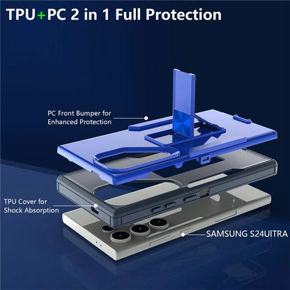 For Samsung Galaxy S24 Ultra Shockproof Case Kickstand TPU+PC Phone Cover