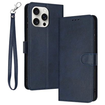 For iPhone 16 Pro Max Case Handbag Wallet PU Leather Phone Cover Calf Texture
