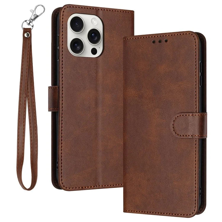 For iPhone 16 Pro Max Case Handbag Wallet PU Leather Phone Cover Calf Texture