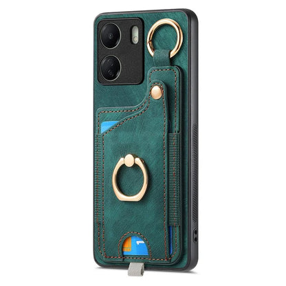 D6 For Xiaomi Redmi 13C 4G / Poco C65 4G Case Ring Holder Card Holder Leather+TPU Cover
