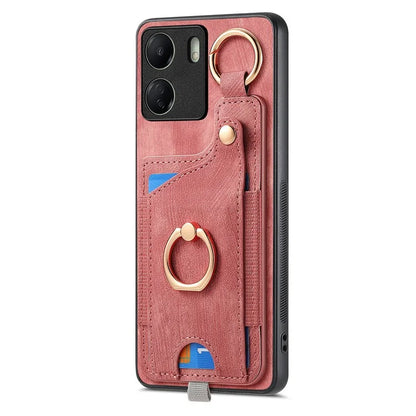 D6 For Xiaomi Redmi 13C 4G / Poco C65 4G Case Ring Holder Card Holder Leather+TPU Cover