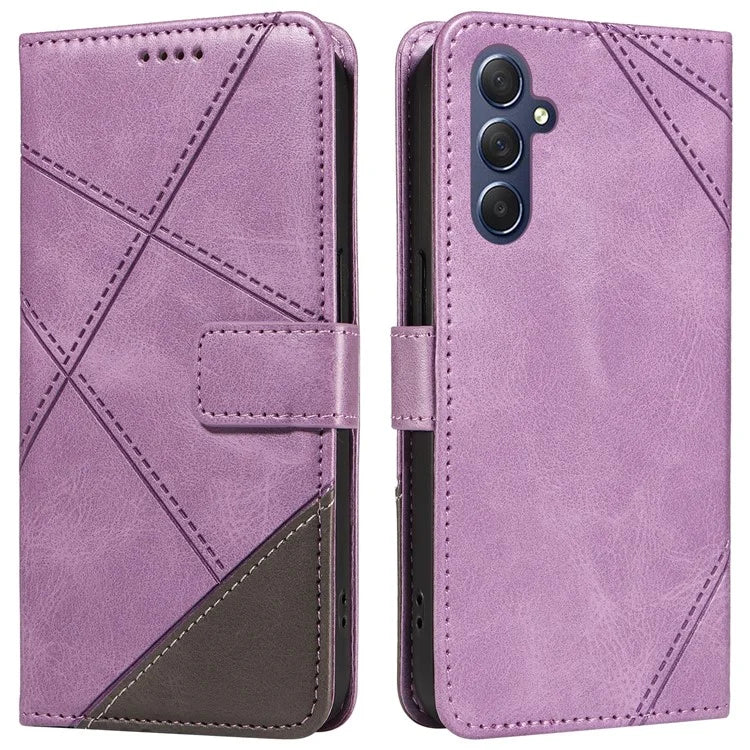 For Samsung Galaxy A55 5G Case Geometric Line Leather Phone Cover Card Slots Wallet