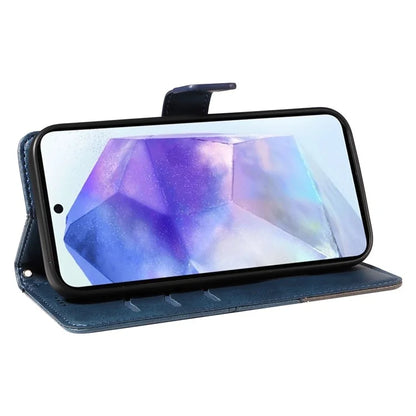 For Samsung Galaxy A55 5G Case Geometric Line Leather Phone Cover Card Slots Wallet