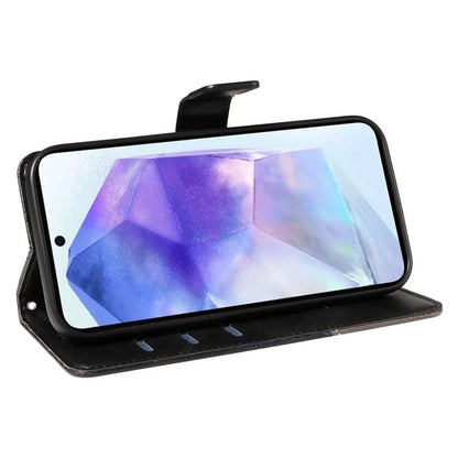 For Samsung Galaxy A55 5G Case Geometric Line Leather Phone Cover Card Slots Wallet