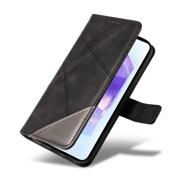 For Samsung Galaxy A55 5G Case Geometric Line Leather Phone Cover Card Slots Wallet