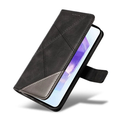 For Samsung Galaxy A55 5G Case Geometric Line Leather Phone Cover Card Slots Wallet