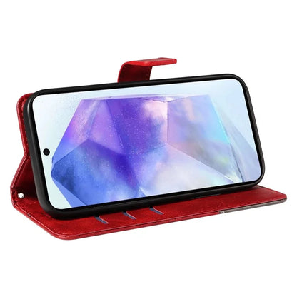 For Samsung Galaxy A55 5G Case Geometric Line Leather Phone Cover Card Slots Wallet