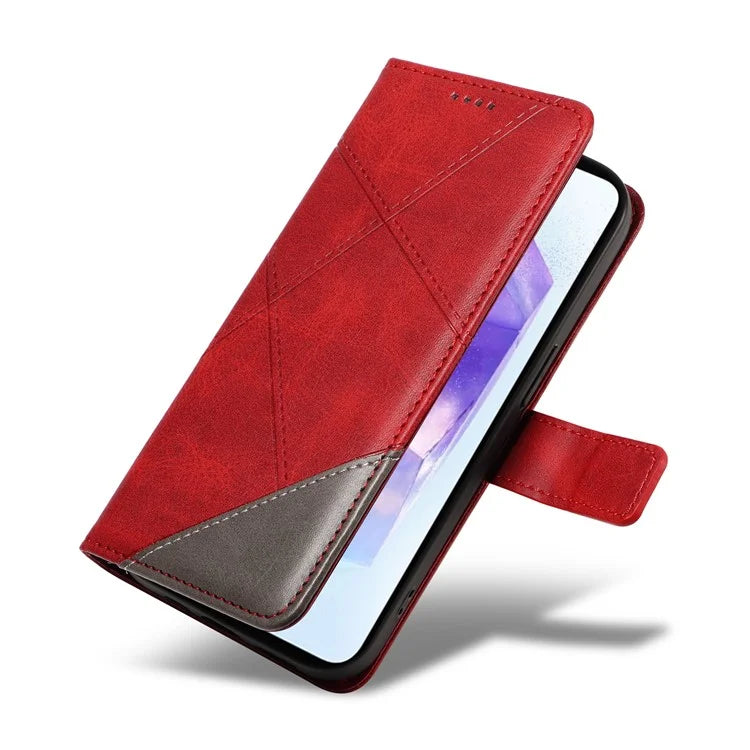 For Samsung Galaxy A55 5G Case Geometric Line Leather Phone Cover Card Slots Wallet