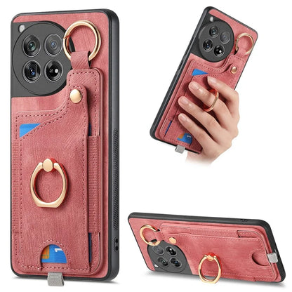 D6 For OnePlus 12 5G Case Leather+TPU Phone Cover with Ring Kickstand Card Bag