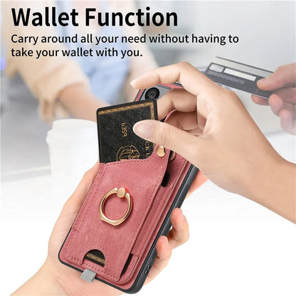 D6 For OnePlus 12 5G Case Leather+TPU Phone Cover with Ring Kickstand Card Bag