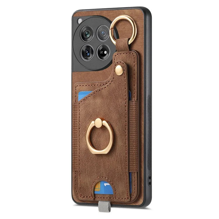 D6 For OnePlus 12 5G Case Leather+TPU Phone Cover with Ring Kickstand Card Bag