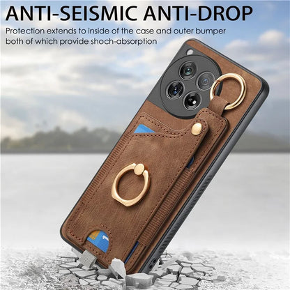 D6 For OnePlus 12 5G Case Leather+TPU Phone Cover with Ring Kickstand Card Bag