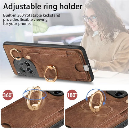 D6 For OnePlus 12 5G Case Leather+TPU Phone Cover with Ring Kickstand Card Bag