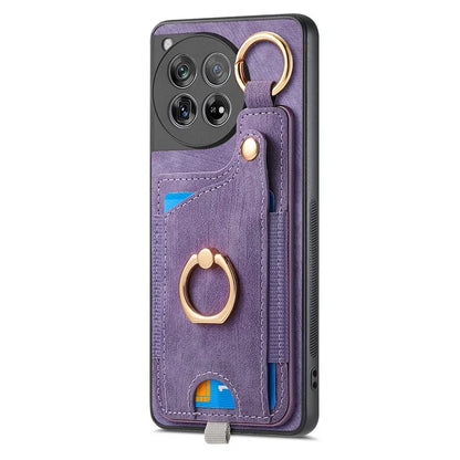D6 For OnePlus 12 5G Case Leather+TPU Phone Cover with Ring Kickstand Card Bag