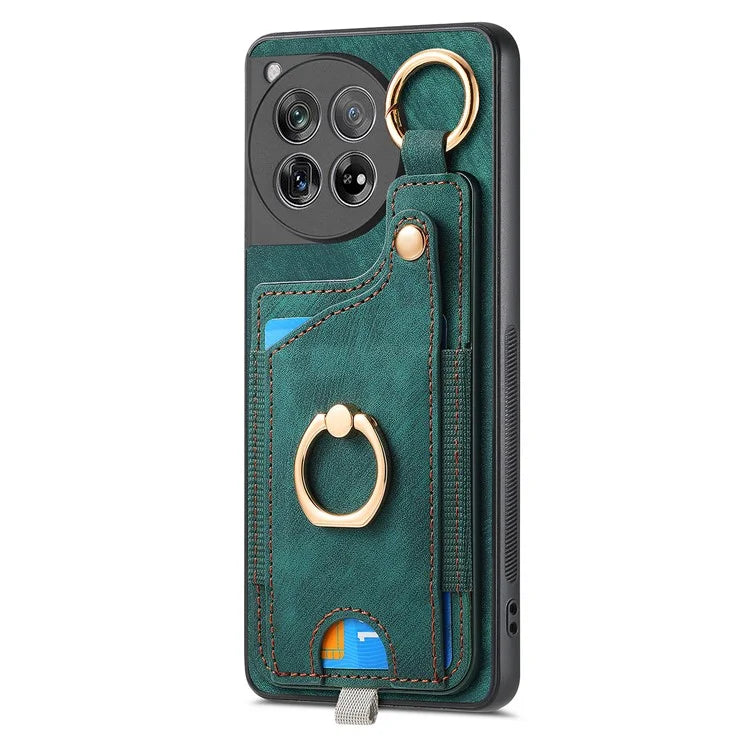 D6 For OnePlus 12 5G Case Leather+TPU Phone Cover with Ring Kickstand Card Bag