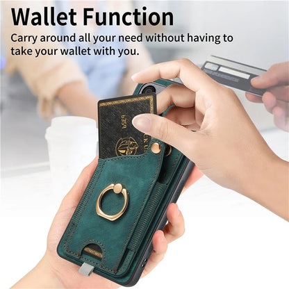 D6 For OnePlus 12 5G Case Leather+TPU Phone Cover with Ring Kickstand Card Bag