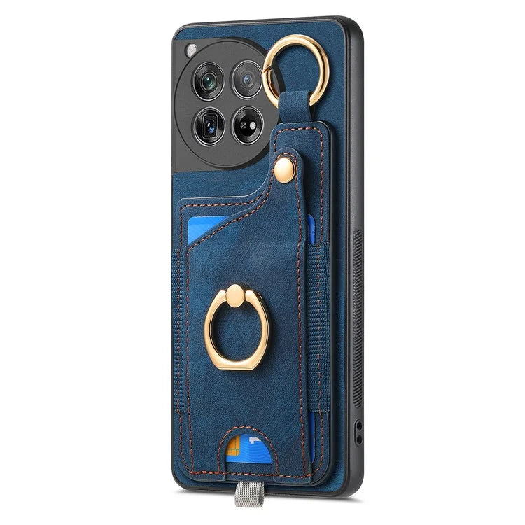 D6 For OnePlus 12 5G Case Leather+TPU Phone Cover with Ring Kickstand Card Bag