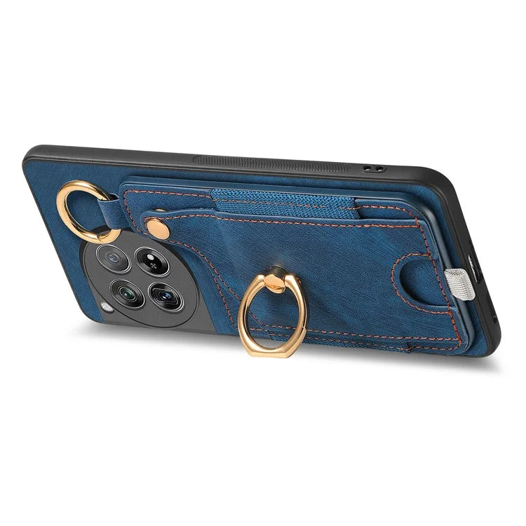D6 For OnePlus 12 5G Case Leather+TPU Phone Cover with Ring Kickstand Card Bag