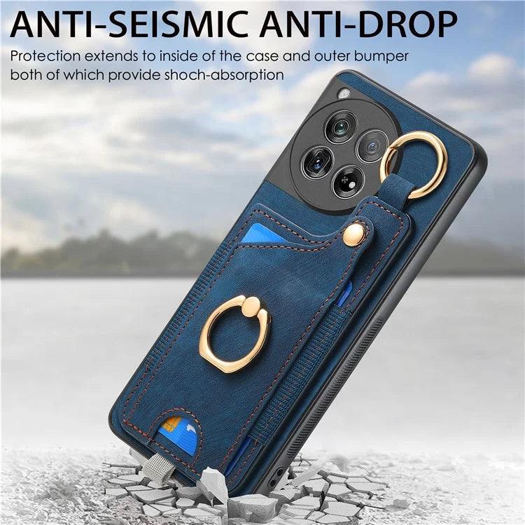 D6 For OnePlus 12 5G Case Leather+TPU Phone Cover with Ring Kickstand Card Bag