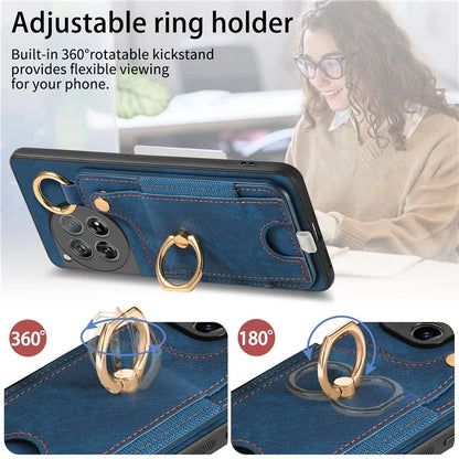 D6 For OnePlus 12 5G Case Leather+TPU Phone Cover with Ring Kickstand Card Bag