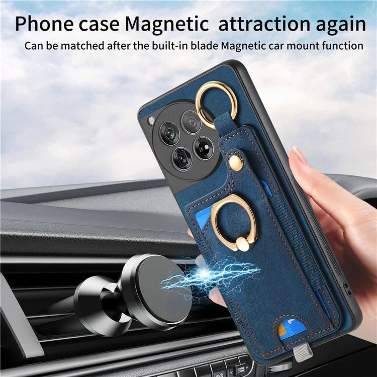 D6 For OnePlus 12 5G Case Leather+TPU Phone Cover with Ring Kickstand Card Bag