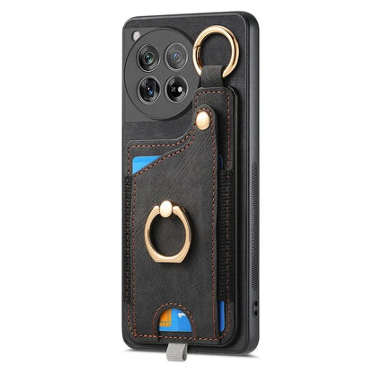D6 For OnePlus 12 5G Case Leather+TPU Phone Cover with Ring Kickstand Card Bag